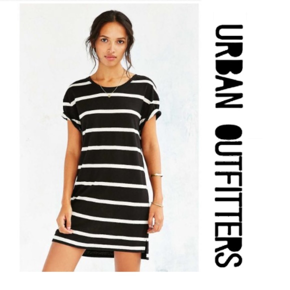 BDG Dresses & Skirts - BDG Black and Cream Stripe Linen Blend Dress